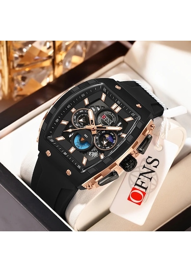 Elmpaly Ofns Erkek Digital Analog Kadranlı Gece Işıklı Suya Dayanıklı Çizilmeye Dayanıklı Kronometre Dünya Saati Siyah Gümüş Kol Saati Diğer