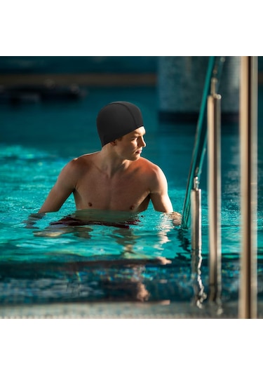 2 Adet Siyah Likralı Bez Bone Havuz Bonesi Deniz Yüzücü Bonesi Siyah