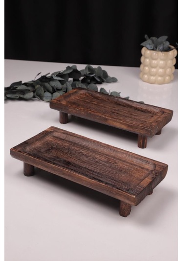 Bambum 2 Parça Pavlonya Noble Ahşap Sunum Ve Servis Seti Dikdörtgen Servis Tabakları Ahşap