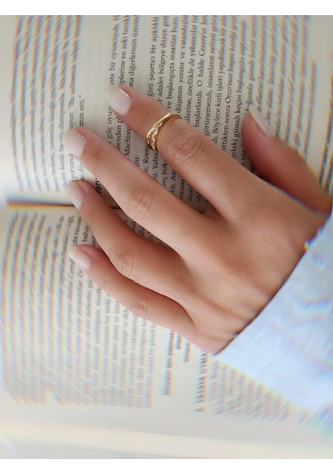 İki Sıralı Çapraz Zirkon Taşlı Ayarlanabilir Gold Altın Renkli Yüzük Gold