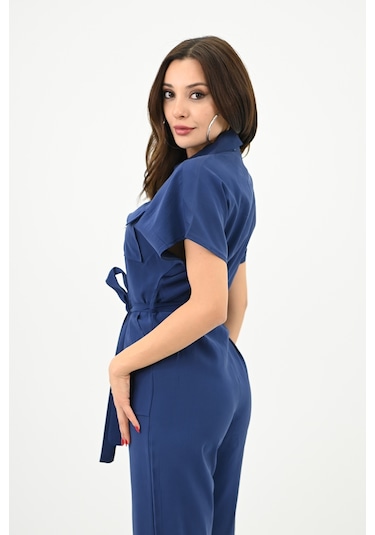 Kadın Yarım Kollu Belden Bağlamalı Tulum 0015 1572 001