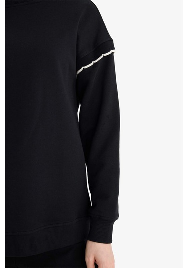 Defacto Regular Fıt Bisiklet Yaka Sweatshirt Tunik G9241ax26spbk81 Siyah-bk81