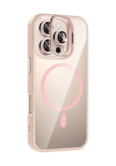 Mobilefix Iphone Uyumlu 16 Pro Max Kılıf Standlı Ve Kamera Lens Hediyeli M-safe Şarj Özellikli Kisamarka Desert Titanyum