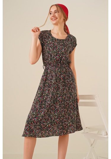 Gabria Kadın Gabria Desenli Elbise Siyah