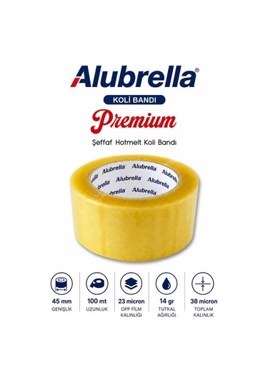 Premium Koli Bandı, 45 Mm X 100 Mt, Şeffaf Hotmelt 38 Micron 1