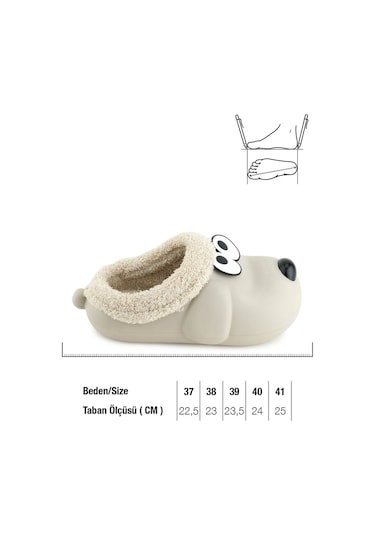 Gezer Kışlık Ev Bahçe ve Islak Zemine Uygun Eva İçi Peluşlu Kadın Ev Botu - Bej
