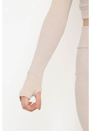 Mokashopin - Fermuarlı Crop Takım Bej - 12130.1748. 001