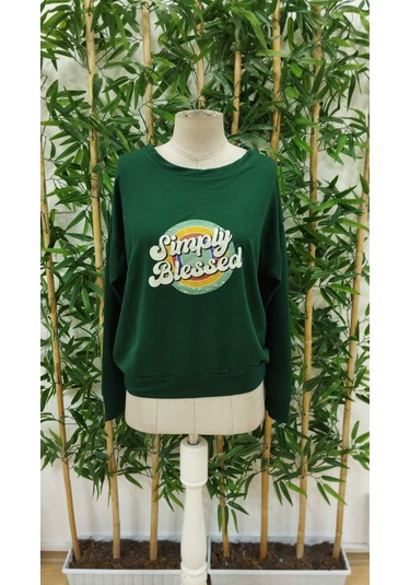 Evyora Kadın Uzun Kollu Bisiklet Yaka Viskon Iki Iplik Bluz Yeşil