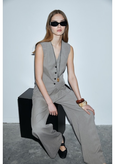 Lufian Asıa Kadın Lyocell Karışımlı Keten Pantolon Vizon Vizon 121190020100430 Vizon