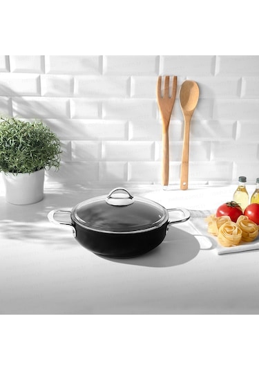 Nehir Titanium Siyah 26 Cm Karnıyarık Tencere