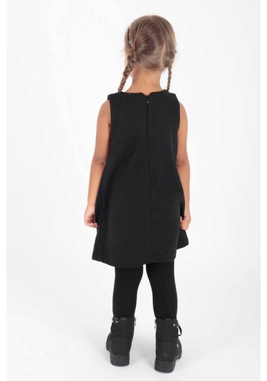 Ahenk Kids Kız Zürafa Baskılı Elbise Ak520567 Siyah