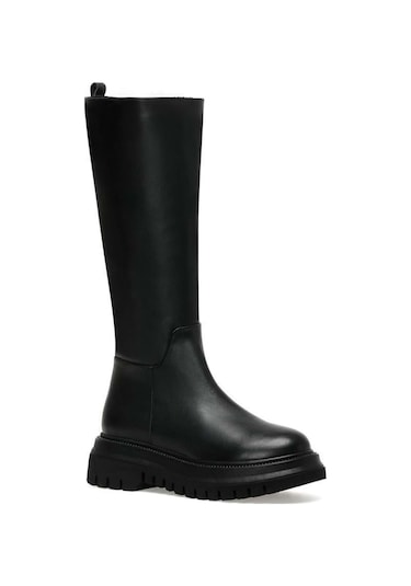 Mammamia D24kc-5030 Kadın Deri Çizme Siyah Pen