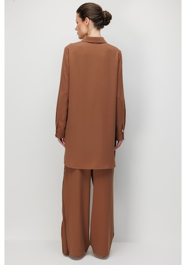 Esswaap Cep Detaylı Pantolonlu Takım Camel Camel