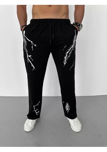 Modavra Unisex Dijital Baskılı Eşofman Altı - Siyah 001