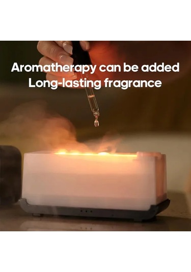 Lumaworld Beyaz 7 Renk Alev Tasarımlı Aromaterapi Difüzörü Nemlendirici Otomatik Kapanma