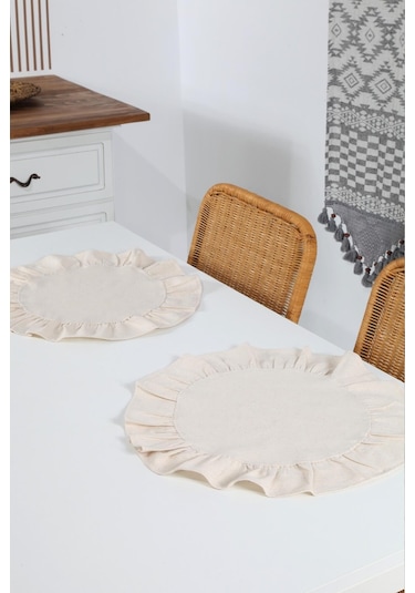 Naturel Amerikan Servisi Yuvarlak 2'li Vintage 40 CM