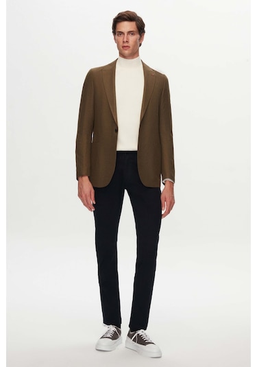 D's Damat Slim Fit Yeşil Armürlü Kumaş Ceket 3ef04r107409m Yeşil