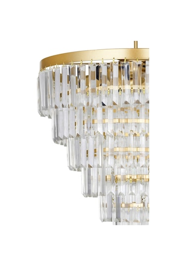 Linsa 55 Cm'lik Kristal Cam Taşlı Lüks Avize - Sarı Yaldız Sarı Yaldız