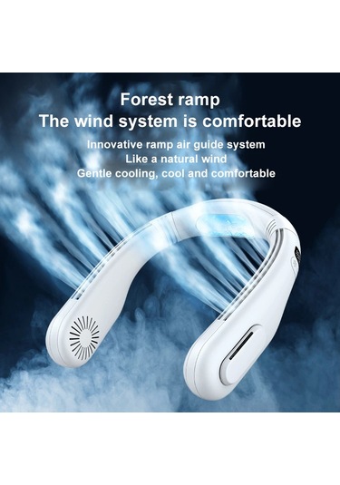 2024 Dijital Ekran Soğutma Boyun Asılı Fan Taşınabilir Tembel Yaz Sessiz Az White With Display Beyaz