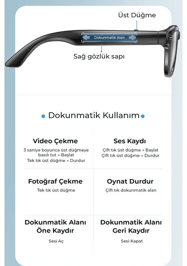 R1 Pro Akıllı Gözlük Kameralı Yapay Zeka,müzik Dinleme,telefon İle Konuşma Bluetooth