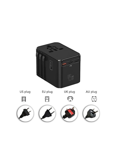 Evrensel Seyahat Şarj Adaptörü Fiş Priz Dönüştürücü Priz 45w /2xu