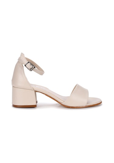 Kiko Kids Sheila Cilt Günlük Kız Çocuk 4 Cm Topuklu Sandalet Abiye Ayakkabı Ten Ten