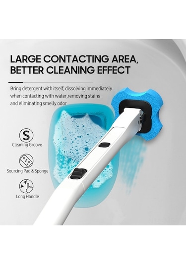 Novahub Yıkanabilir Fırça Başlı Tuvalet Fırçası - Derin Temizlik Fırçası Beyaz Pratik Ve Değiştirilebilir Solution Beyaz