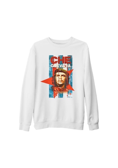 Che Guevara Beyaz Kalın Sweatshirt