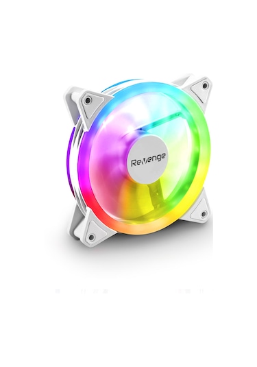 Revenge Beyaz 12cm Sabit Yanan Rainbow Kasa Fanı Molex Bağlantılı Led Bilgisayar Fanı