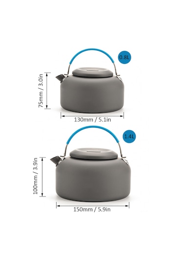 Monyee 0.8l Mavi Alüminyum Kampa Çay Kahve Kaynak Makinesi - Hafif Dış Mekan Kettle Mavi