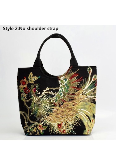 Parlak Payetler Tavuskuşu İşlemeli Kadın Kanvas Tote Çanta, Yaz Alışveriş Omuz Çantası Vintage Boncuklu İpli El Çantası Basit,normal Blue3 Çok Renkli Parlak Payetler Tavuskuşu İşlemeli Kadın Kanvas Tote Çanta, Yaz Alışveriş Omuz Çantası Vintage Boncuklu İpli El Çantası Basit,normal Blue3 Çok Renkli