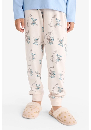 Defacto Kız Çocuk Disney Lilo & Stitch Pijama Takımı Uzun Kollu Üst Uzun Alt F7357a825aube768 Mavi