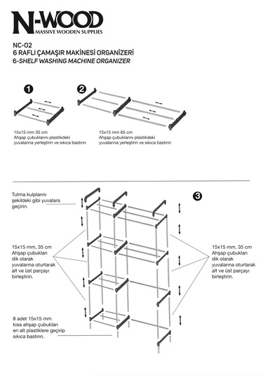 Nc02 Ahşap Çamaşır Makinesi Organizer Banyo Düzenleyici Raf Masif Çam Ahşap Açık Ahşap