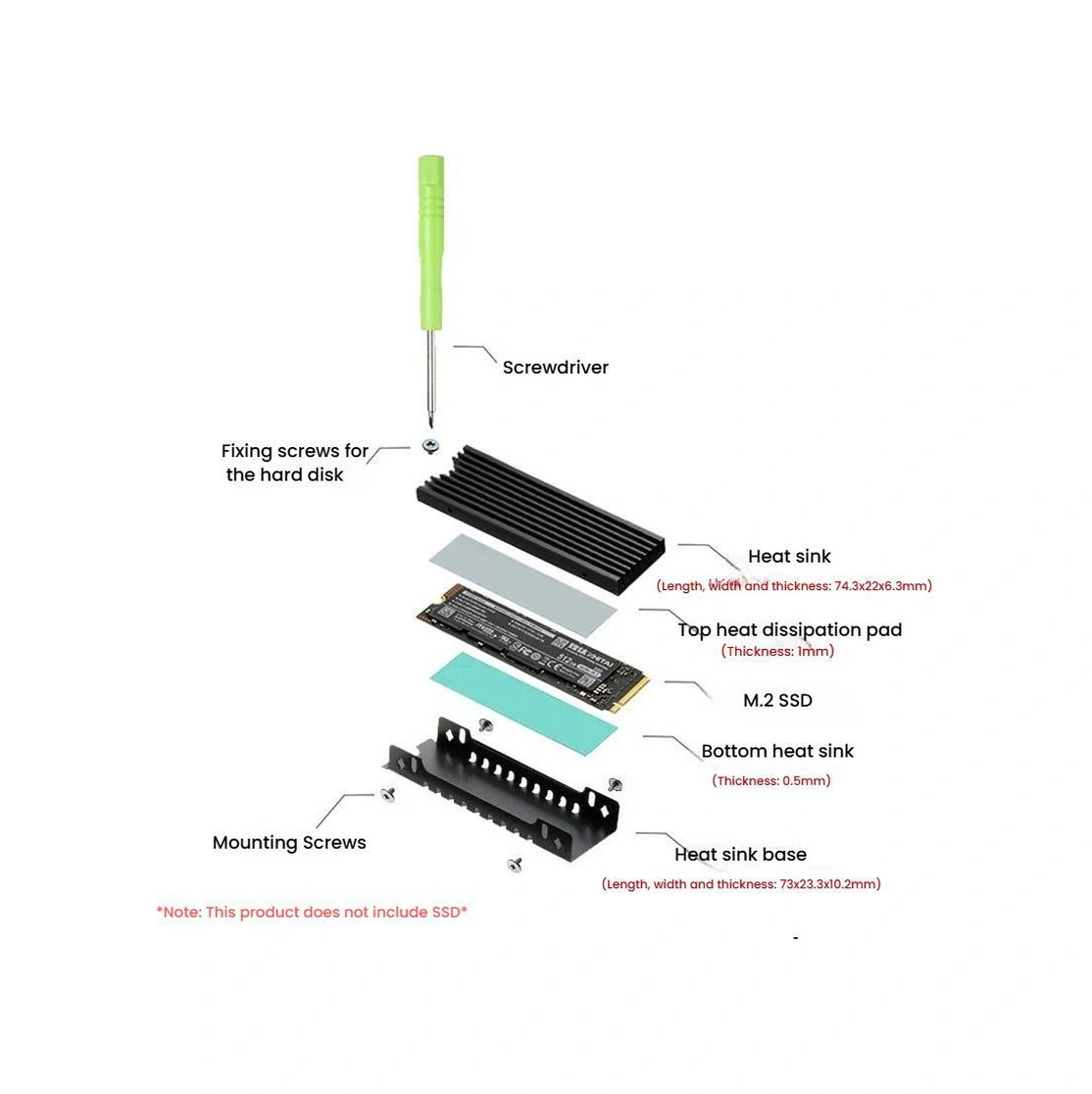 Sones Finalcool M.2 2280 Nvme Ssd Radyatör Alüminyum Isı Emici Masaüstü Pc Ps5 İçin