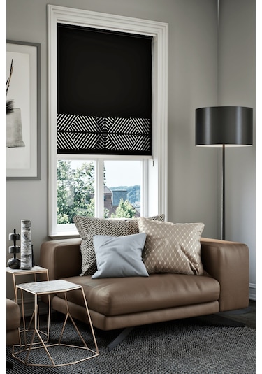 Lazer Kesim Mat Stor Perde, Lazer Kesimli Klasik Serisi, C-2008 Siyah Renk