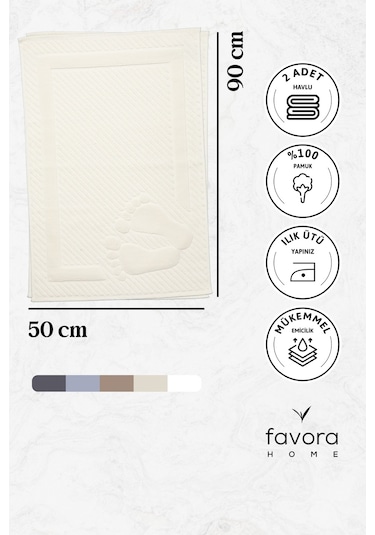 Leoline %100 Pamuk Premium 2'li Ayak Havlusu Krem