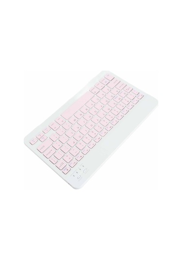 Mufunye Pembe 10 İnç Üçüncü Fn Tuşlu Ultra İnce Sessiz Bt Klavye + 1600 Dpı Mouse Seti - Cep Telefonu, Bilgisayar, Tablet Uyumlu Klavye Dahili Pil, Mouse Pil Olmadan