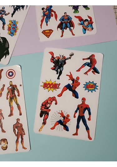 Süper Kahramanlar Hulk Örümcek Adam İronman Etiket Sticker