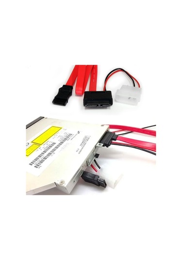 Mini Sata Slimline Sata 6+7 13 Pin To Sata 4 Pin Molex Power Kablo 50cm