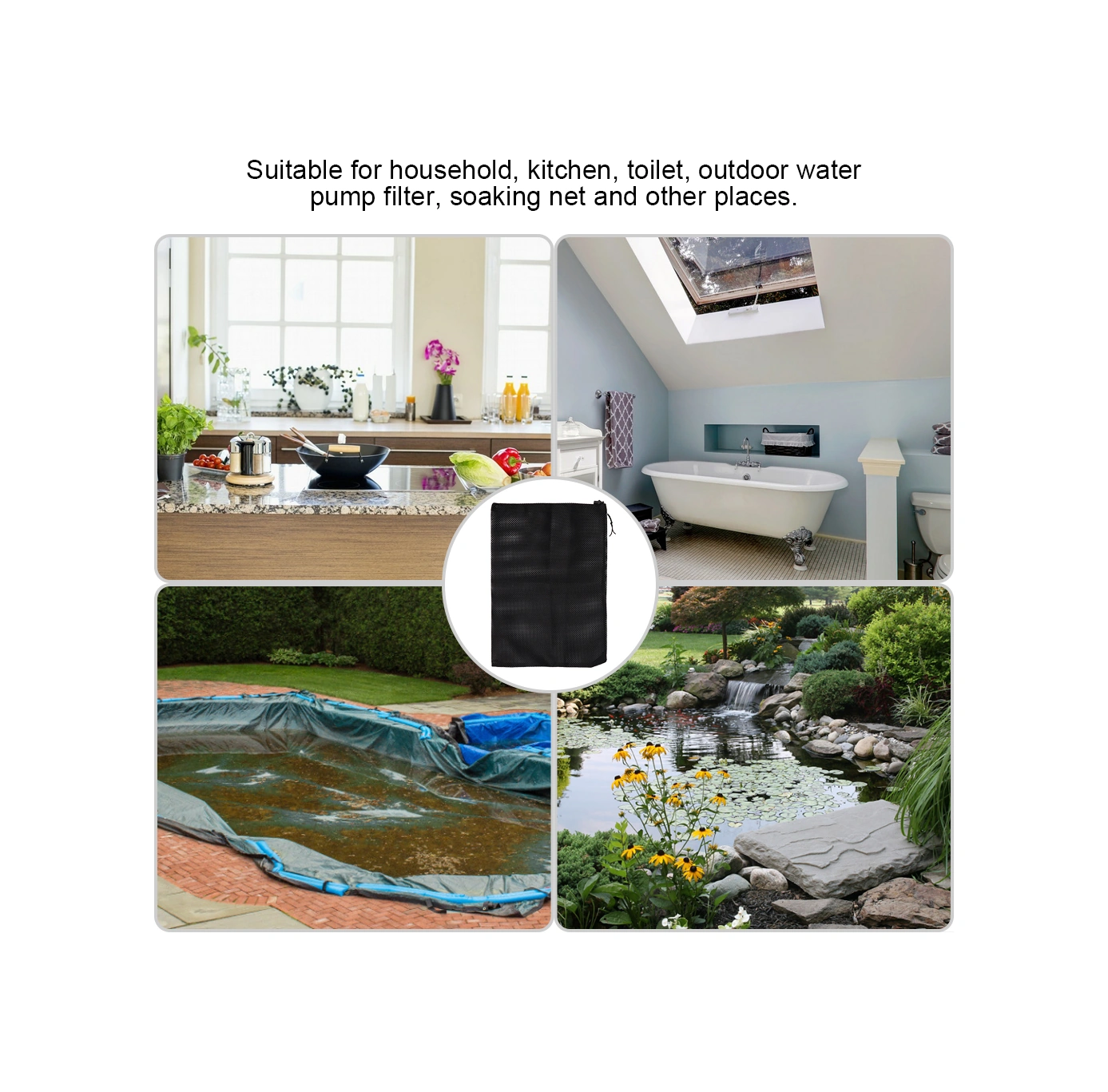 Vkemall 2 Adet Su Pompa Filtre Çantası, Poliester Malzeme, Ev, Mutfak, Bahçe Kullanıma Uygun, Yabancı Cisimleri Filtreleyerek Pompa Ömrünü Uzatır