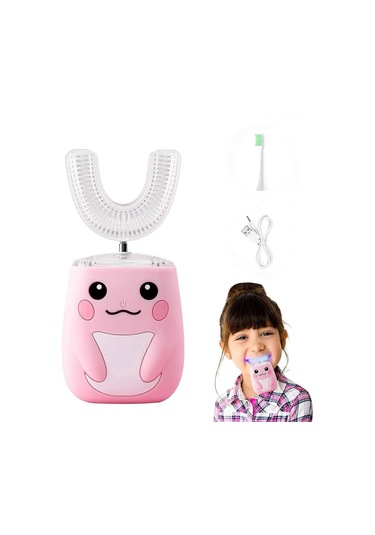 Çocuklar İçin Elektrikli Diş Fırçası, U Şekilli Ultrasonik Otomatik Diş Fırçası, 2 Fırça Başlığına Sahip Diş Fırçası, Si