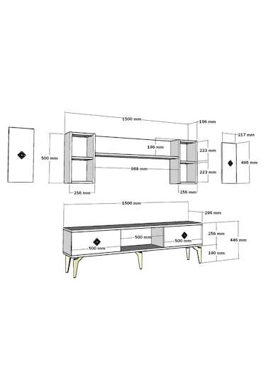 Nil Şömineli Tv Ünitesi Antrasit-altın