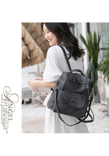 Çanta Büyük Kapasiteli Kadın Sırt Çantası Omuz Çantası Kadın Siyah