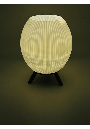 Küre Tasarım 3d Baskı 13 Cm Masa Lambası Pilli Mum Işıklı Dekoratif Gece Lambası Beyaz