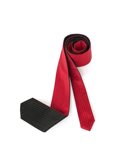 Kırmızı Çift Taraflı İnce Çocuk Kravatı Kırmızı