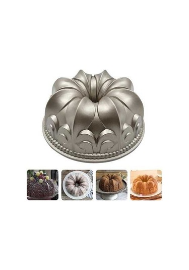 Besthome1 10 İnç Alüminyum Kek Kalıbı, Gümüş Renkli, 3d Zambak Desenli, Anti Yapışkan, Fırında Uyumlu, Tatlılar İçin Gereç Gümüş