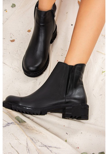 Fox Shoes Siyah Hakiki Deri Kadın Bot J654011903 Siyah