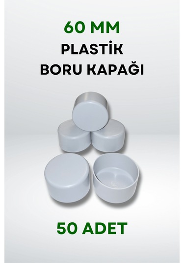 Plastik Boru Kapağı 60 Mm 50 Adet - Açık Gri Diğer