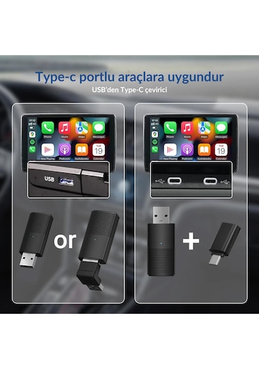 Araç İçi iOS Uyumlu Wireless Mini Carplay Adaptör Çevirici