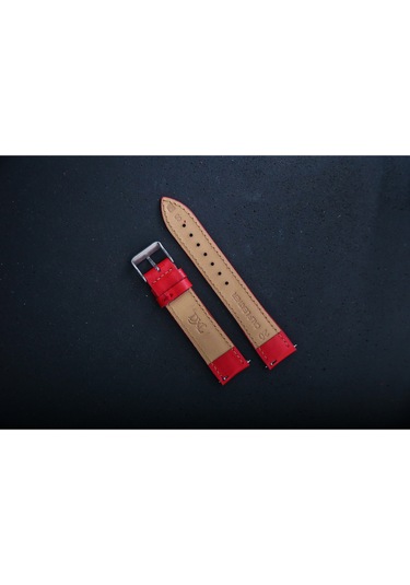 Hakiki Deri 20mm Akıllı Pimli Saat Kordonu Kırmızı